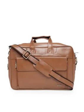 Teakwood Genuine Leather Laptop Bag - Tan