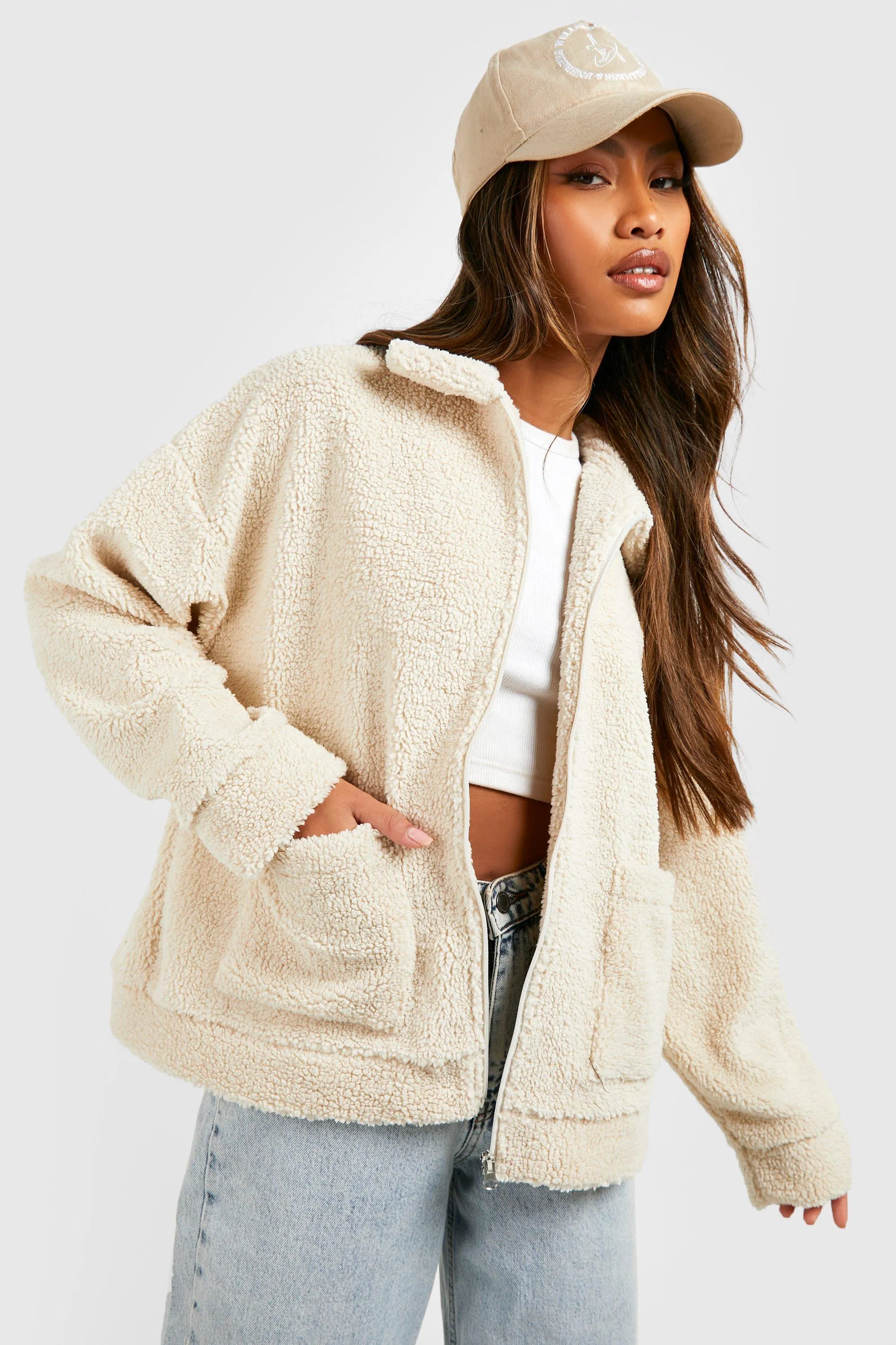 Teddy Faux Fur Collar Detail Jacket