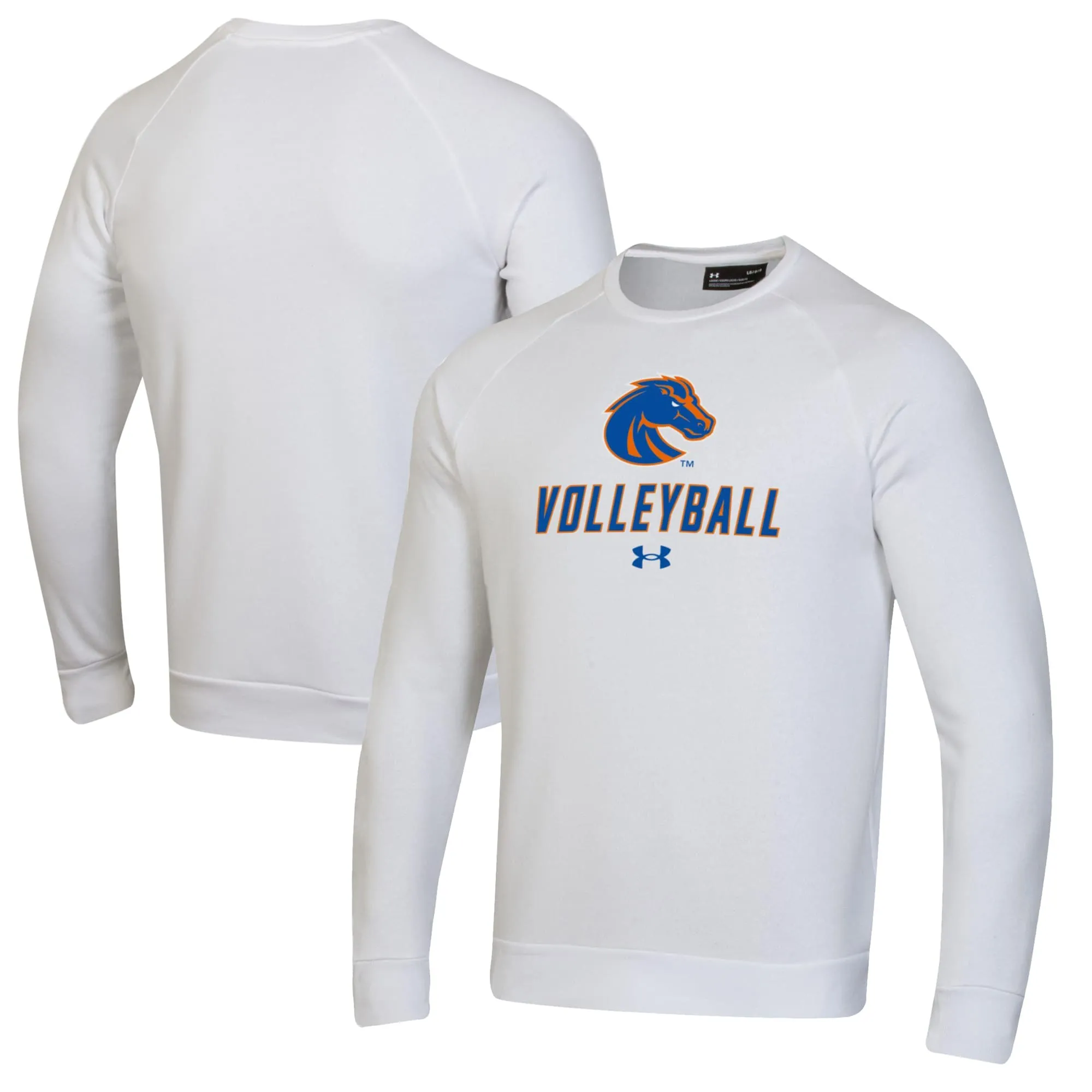 Under Armour Boise State Broncos White Volleyball Rival Fleece Raglan Pullover Sweatshirt