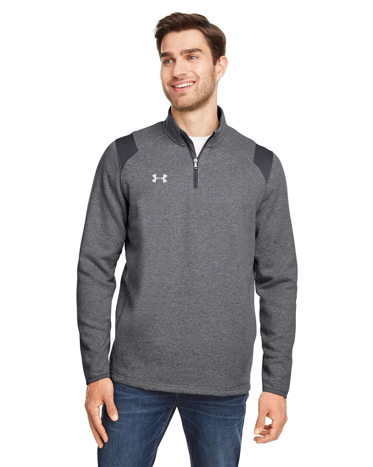 Under Armour Men's Hustle Quarter-Zip Pullover Sweatshirt 1310071 CRBN HT/ WT 090