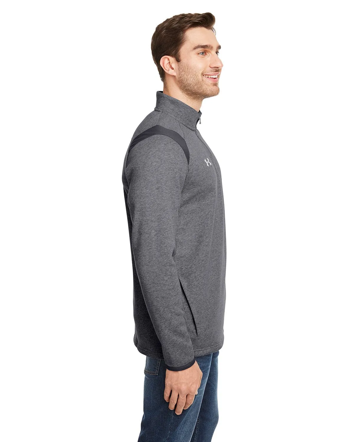 Under Armour Men's Hustle Quarter-Zip Pullover Sweatshirt 1310071 CRBN HT/ WT 090