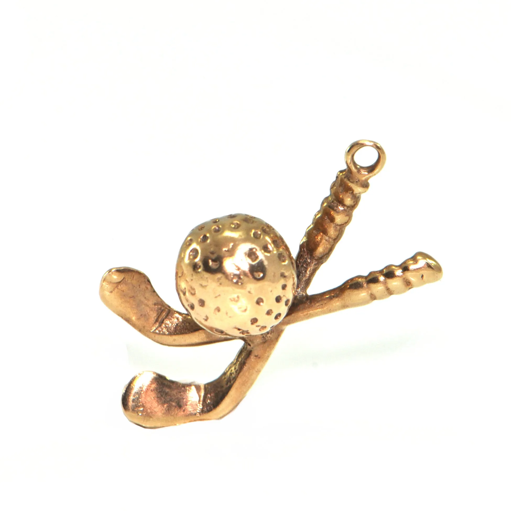 Vintage 14K Yellow Gold Golf Clubs and Ball Charm