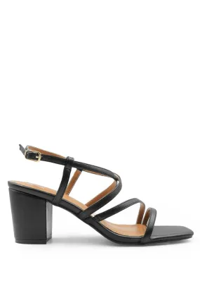 Where's That From Black Sidra Extra Wide Mid PU Sandals