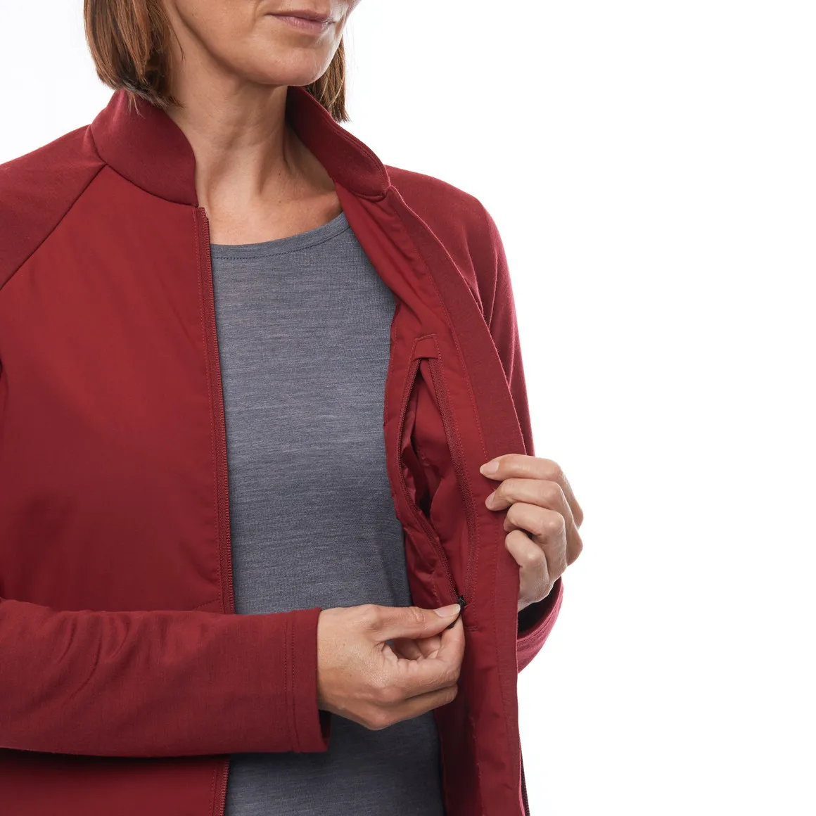 Women's Radiant Merino Hybrid Jacket Juniper Red